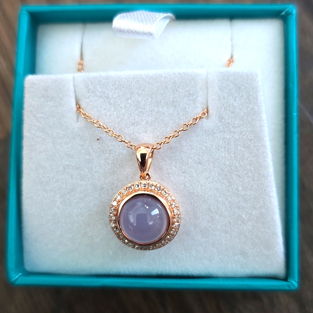 Effy Rose gold,diamond quartz chalcedony pendant